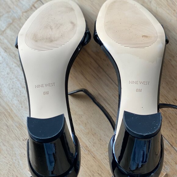 Nine West Black Patent Block Heel Sandal - Picture 3 of 7